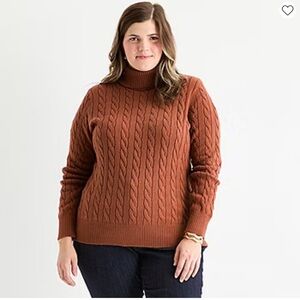 St. John's Bay Rust Cable Knit Turtleneck Sweater